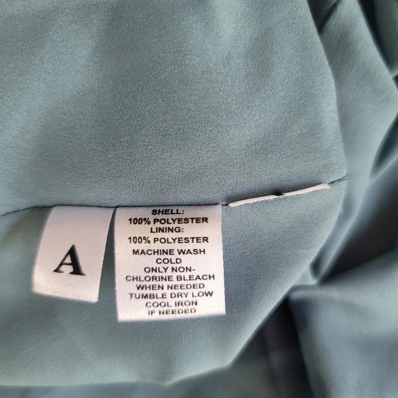 Ann Taylor LOFT Gray Turquoise Blue Watercolor Sheath Ruffle Dress V-Neck Sz 6 - Picture 12 of 12